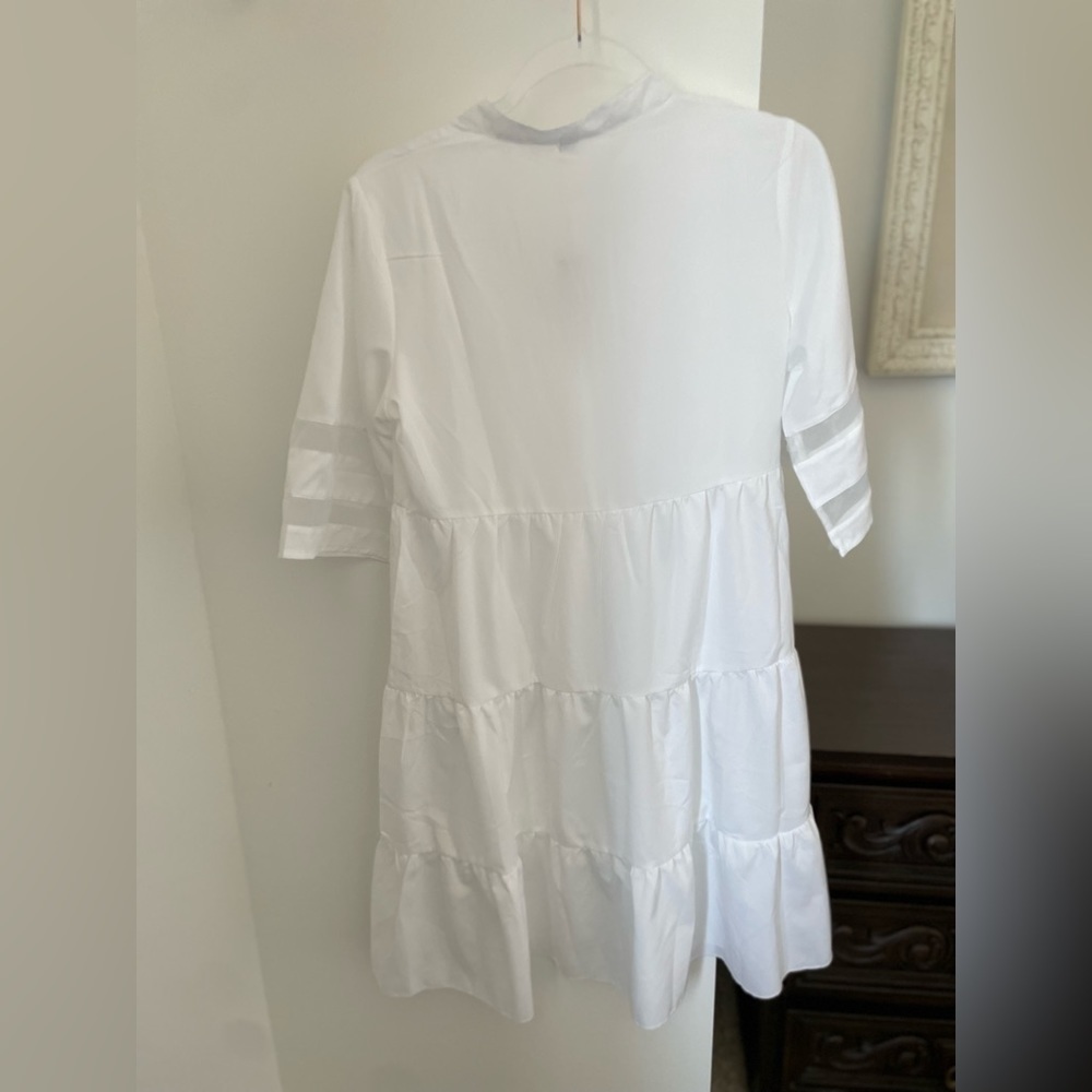 White dress sheer beach cover up short sleeve small NWT - Picture 7 of 9